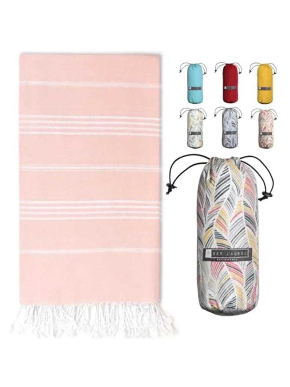 Turkish Beach Towel Travel Bag Quick Dry Sand Free Oversized Large Blush Floral